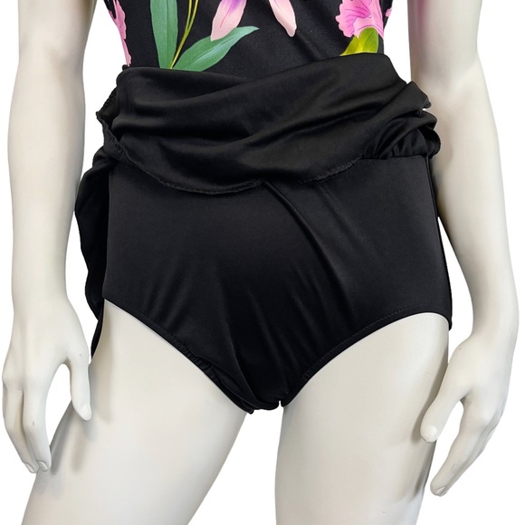 VINTAGE 90s Y2K Beach Cabana Floral Lily Print Stretch Backless  Mini Swim Dress - Picture 6 of 8